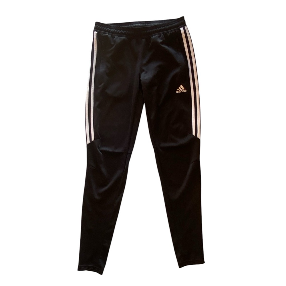 Adidas Women Black Athletic Pant Zipper Ankle Drawstring Size Large